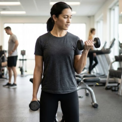 Woman working out in the gym for the first time